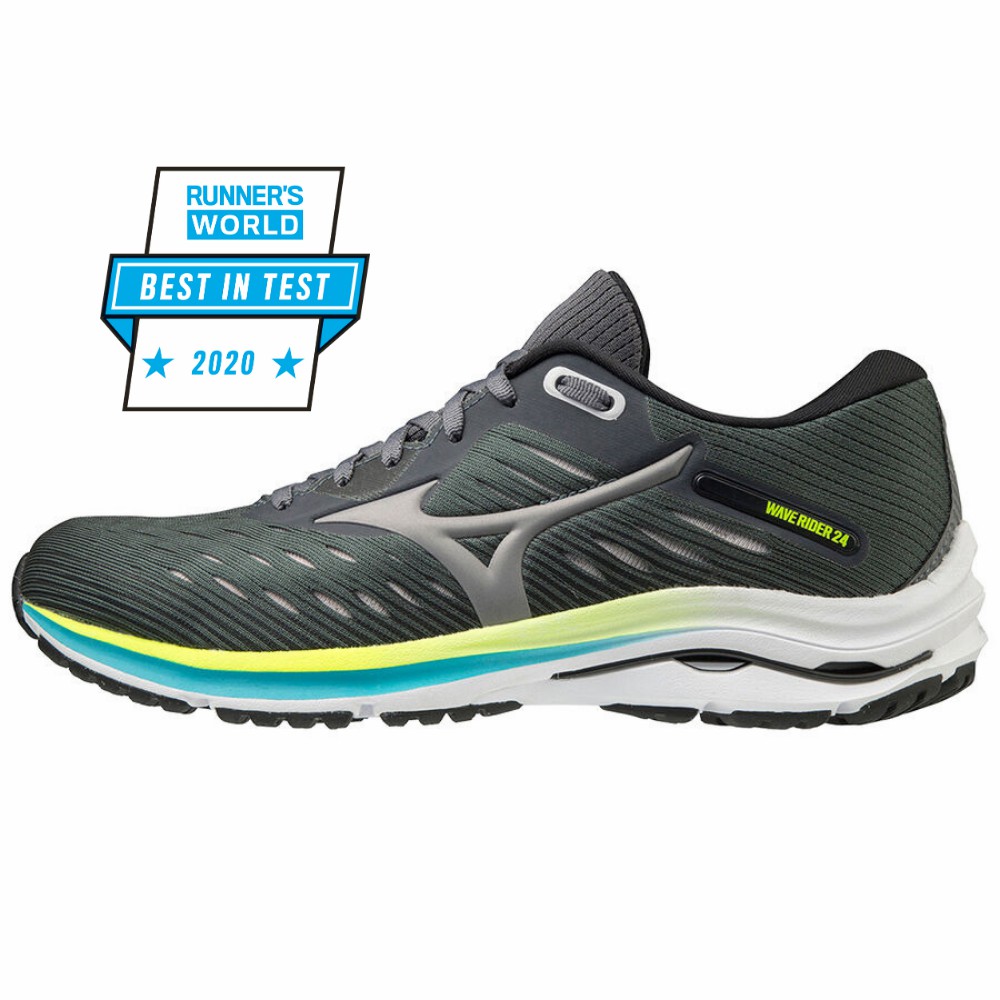 Damske Bezecke Topanky Mizuno Wave Rider 24 Siva/Modre Vypredaj HWSX51608